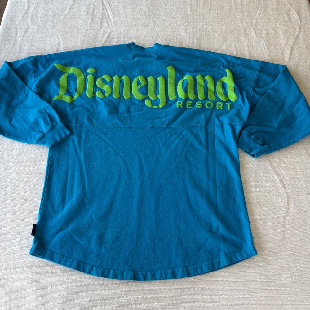 Disney Spirit Jersey Disneyland Resort Teal Blue Neon Green Puff Print Medium